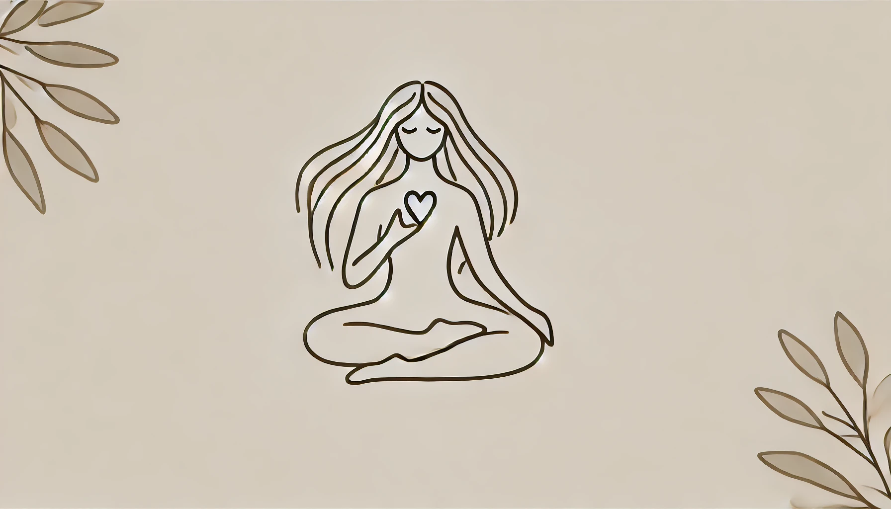 minimalistic graphic of girl meditating and holding heart, balancing